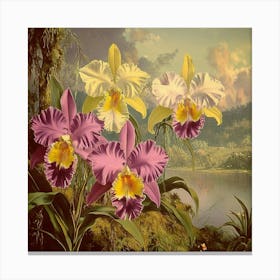 Orchids In The Water Art Canvas Print