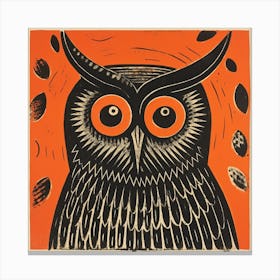 Retro Bird Lithograph Owl 1 Canvas Print