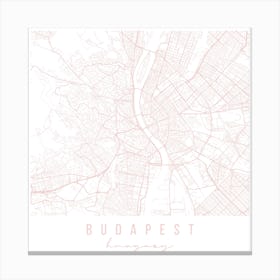 Budapest Hungary Light Pink Minimal Street Map Square Canvas Print