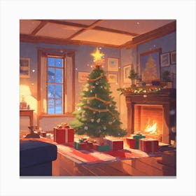 Christmas Tree In The Living Room 43 Canvas Print