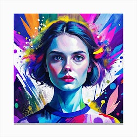 Girl With The Rainbow Hair Canvas Print