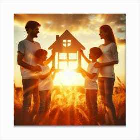 Family Holding A House 1 Canvas Print