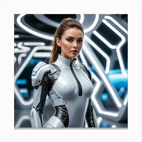 Futuristic Woman In Futuristic Suit 1 Canvas Print