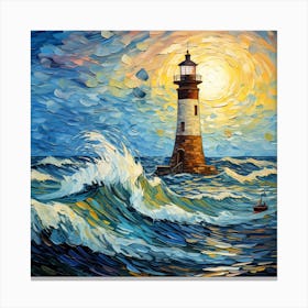 Lighthouse In The Sea Canvas Print