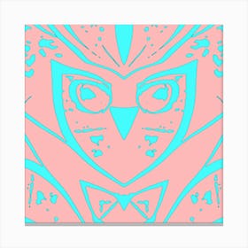 Abstract Owl Pink And Duck Egg Blue 1 Canvas Print