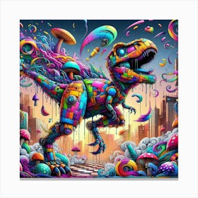 Psychedelic Dinosaur 8 Canvas Print