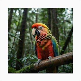 Colorful Parrot In The Rainforest Canvas Print