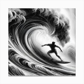 Surfer In A Wave Canvas Print