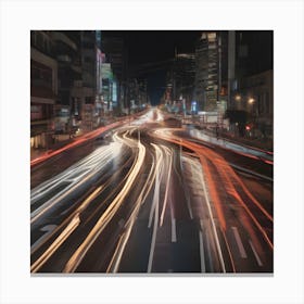 Long Exposure Of A City At Night Canvas Print