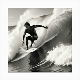 Black And White Surfer 7 Canvas Print