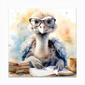 Ostrich Reading Book Canvas Print