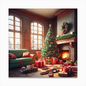 Christmas Tree In The Living Room 51 Canvas Print
