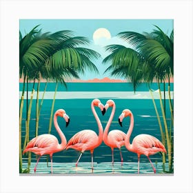 Pink Flamingos Love Poster Canvas Print