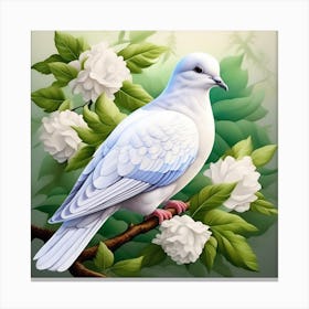 White Dove On A Branch Canvas Print