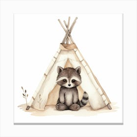 Raccoon In A Teepee Canvas Print