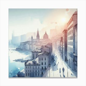 Watercolor Of A City 7 Canvas Print