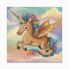 Unicorn Flying In The Sky Canvas Print