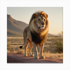 Lion In The Desert Canvas Print