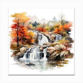 Waterfall In Autumn 4 Canvas Print