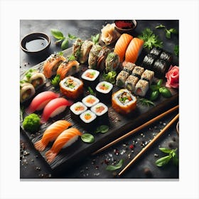 Sushi On A Wooden Board Canvas Print