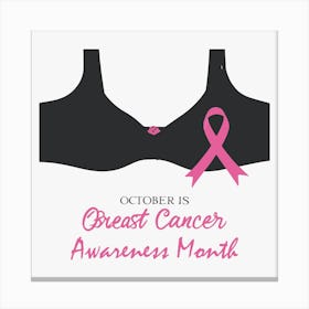 Women Breast Cancer Awareness background with brassiere Calligraphy in Pink Ribbon international symbol for month October suitable for clipart and poster and wall art 9 Canvas Print