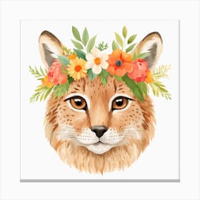 Floral Baby Lynx Nursery Illustration (33) Canvas Print