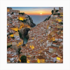 Portuguese City At Sunset 1 Canvas Print