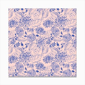 Blue Line Flowers Canvas Print