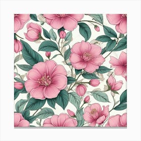 Illustrative Albedo Pink Flower Pattern Art 2 Canvas Print