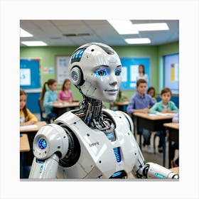 Robot In Classroom 11 Canvas Print