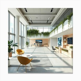 Futuristic Office Interior Canvas Print