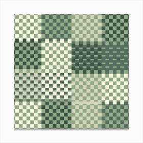 Sage Green Checkered Pattern Canvas Print