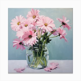 Pink Daisies In A Vase Canvas Print