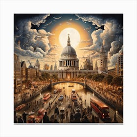 St Paul'S Cathedral . Spiritual London Downtown Art Canvas Print