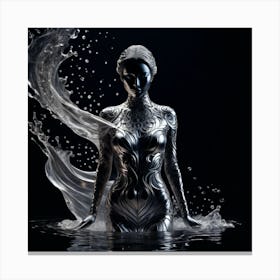 Silver Woman In Water Canvas Print