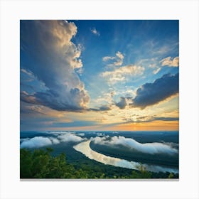 Cumulus Clouds Dominating A Scenic Cloudscape Cascading Into A Deep Azure Sky Edges Of Clouds Dus 2 1 Canvas Print