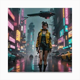 Cyberpunk anime girl 1 Canvas Print