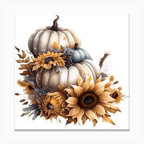 Sunflowers And Pumpkins Canvas Print
