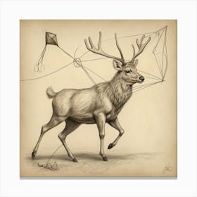 Deer With Kites Canvas Print