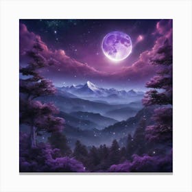 Full Moon In The Mountains 2 Canvas Print