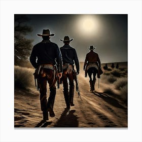 Three Cowboys In The Desert Canvas Print