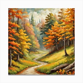 Forest In Autumn In Minimalist Style Square Composition 286 Canvas Print