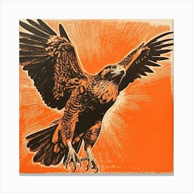 Retro Bird Lithograph Red Tailed Hawk 2 Canvas Print