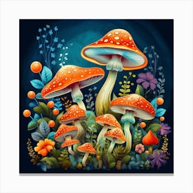 Mushrooms In The Forest 92 Canvas Print