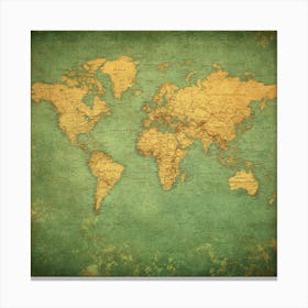 Vintage World Map Art 1 Canvas Print