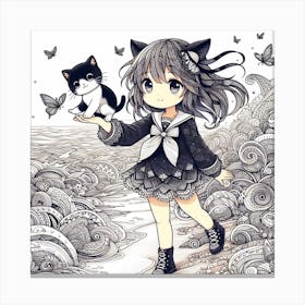 Kawaii Cat Girl 1 Canvas Print