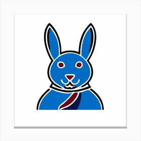 Blue Cartoon Rabbit With Red Eyes Canvas Print