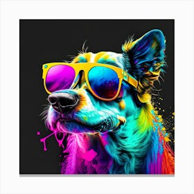 Colourful Dog Sunglasses (44) Canvas Print