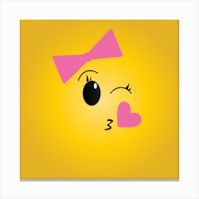 Cute Little Chick With Pink Bow Canvas Print