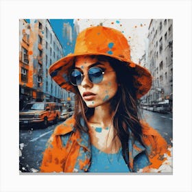 Girl In Orange Hat Canvas Print